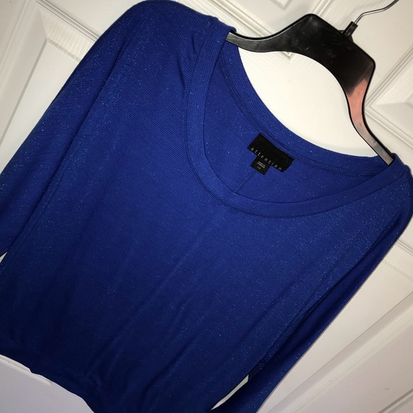 Attention Bright Blue Sparkle Top~ B17 - Picture 2 of 4